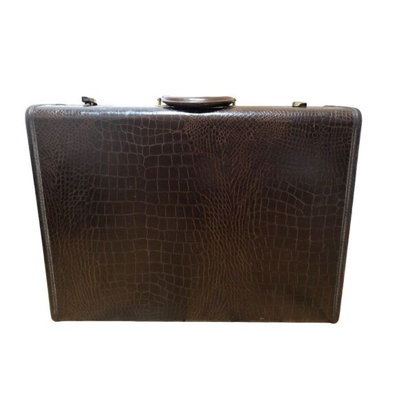 Vintage Samsonite Luggage Brown Suitcase Luggage With Key - Picture 1 of 8